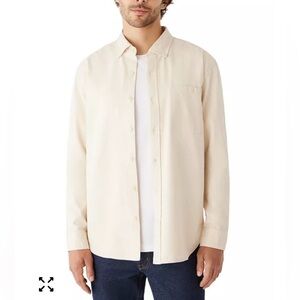 Frank and Oak Men’s Kapok Cotton Beige Tan Cream Ivory Button down Shirt Small